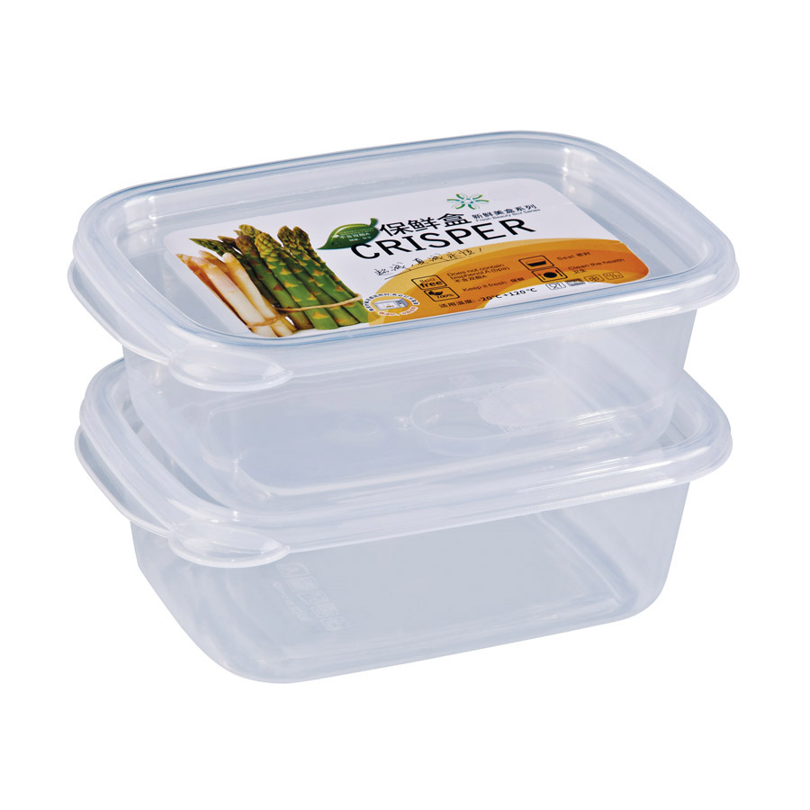 R-6059 精美微波食物保鮮盒（2個裝）材質(zhì)：PP 容量：（500ml） 產(chǎn)品尺寸：長16.8x寬11.2x高5.5.