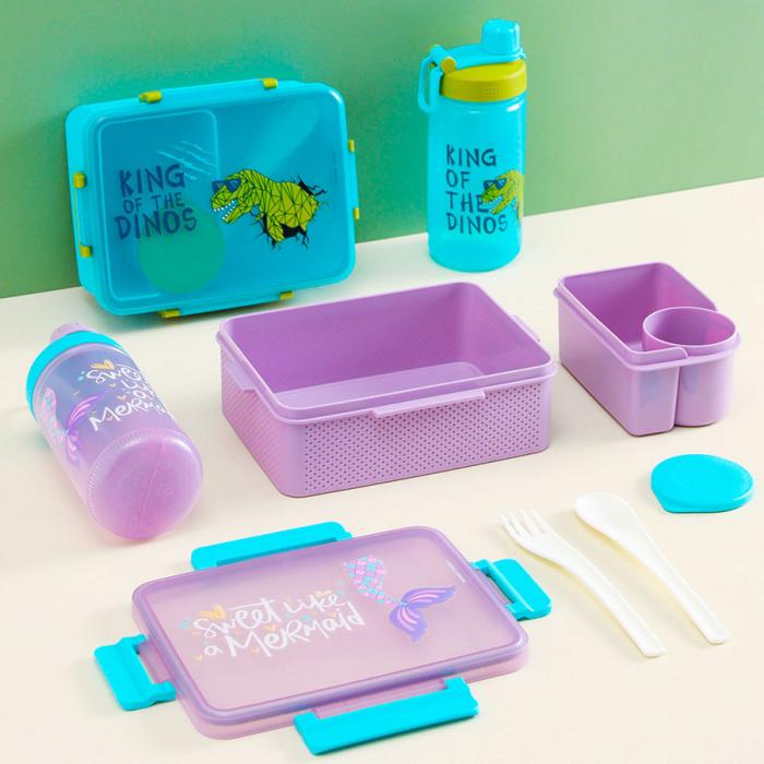 童彩3格飯盒+運動水壺套裝(含內(nèi)盒1500ml+50